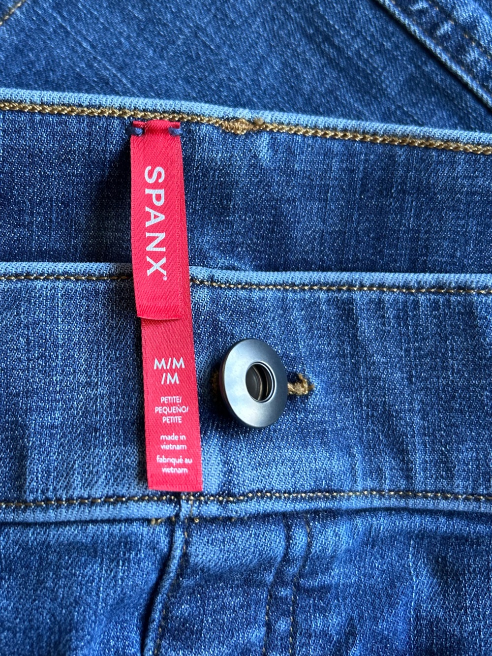 SPANX High Rise Cropped Wide Leg Jeans Washed Indigo Size Medium Petite - Picture 10 of 13